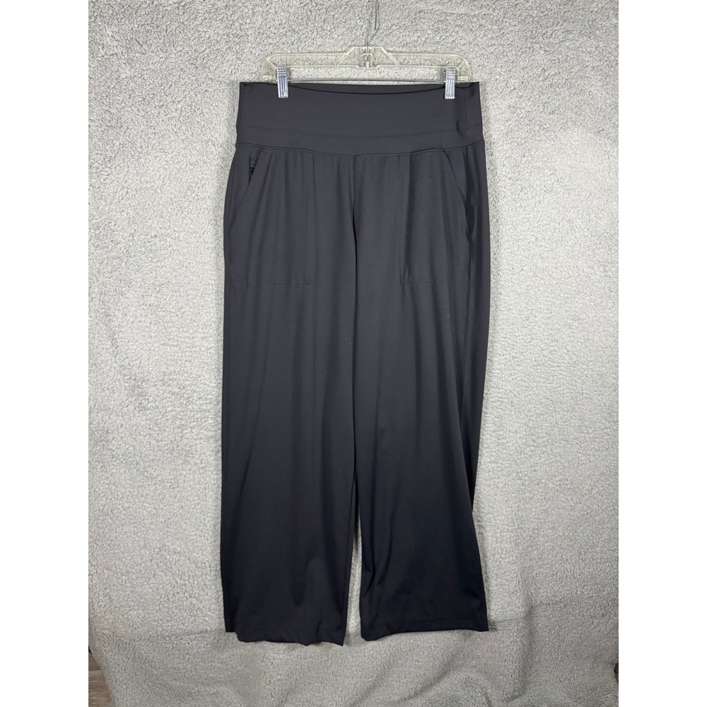 Athleta Womens Wide Leg Pants Black High Rise Pockets Size Large L